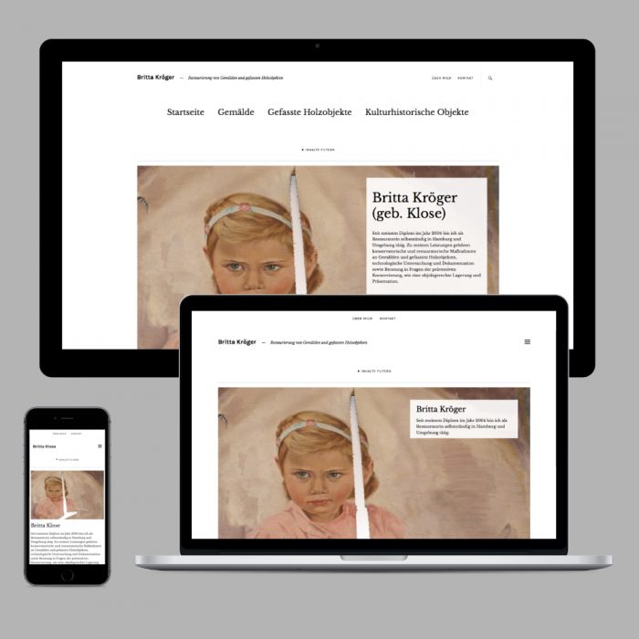 Gestaltung einer Website für die Restauratorin Britta Kröger
