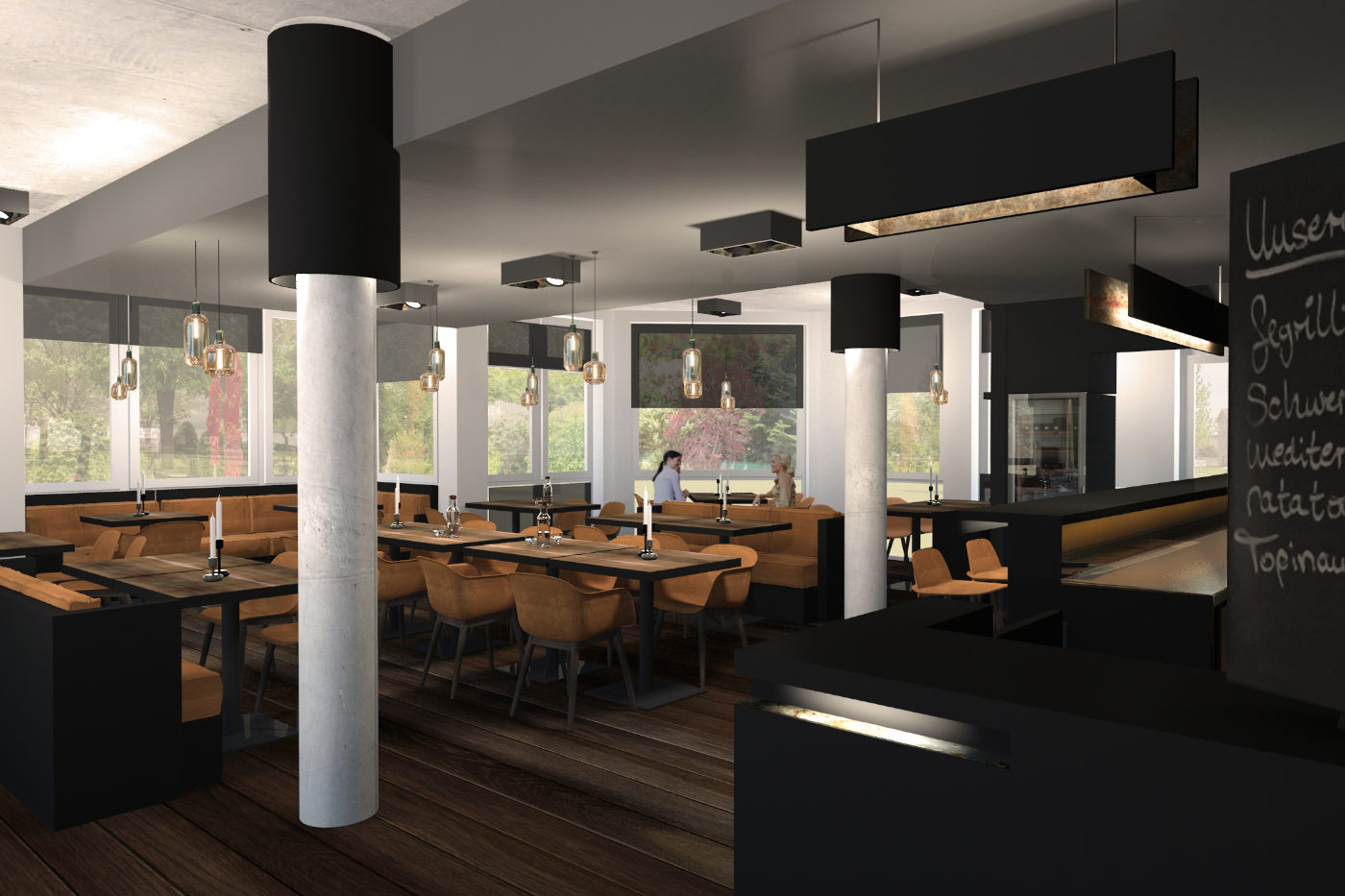 Restaurant design im industrial style 