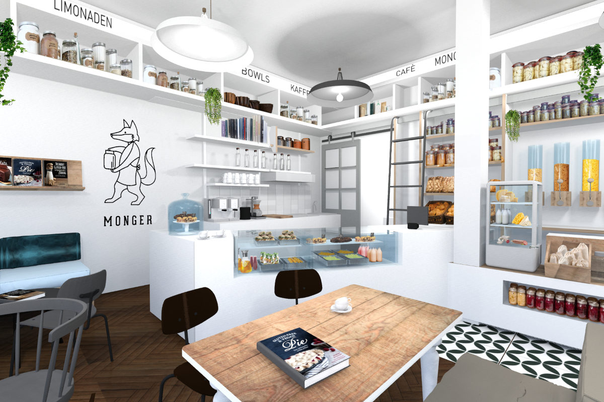 Shopdesign mit Cafeeinrichtung von Retail Design Agentur JUNI.STUDIO