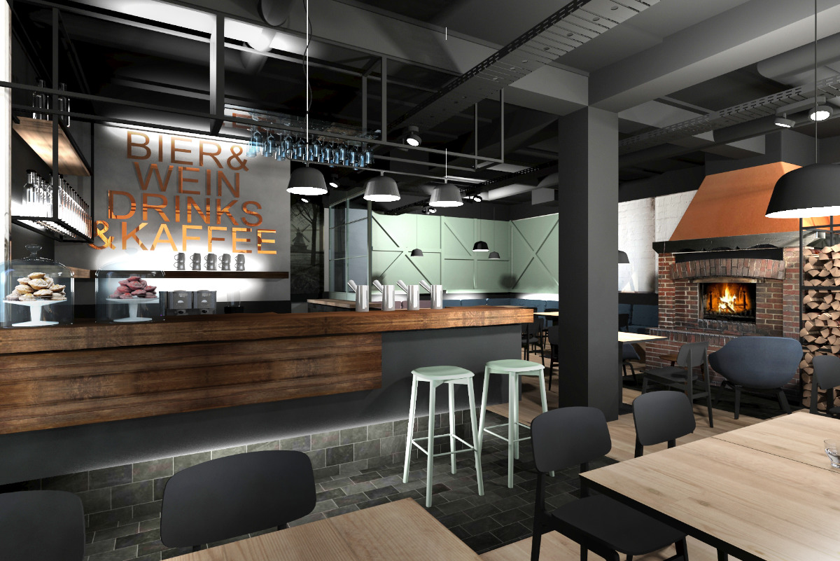 Restaurant design im industrial style beton