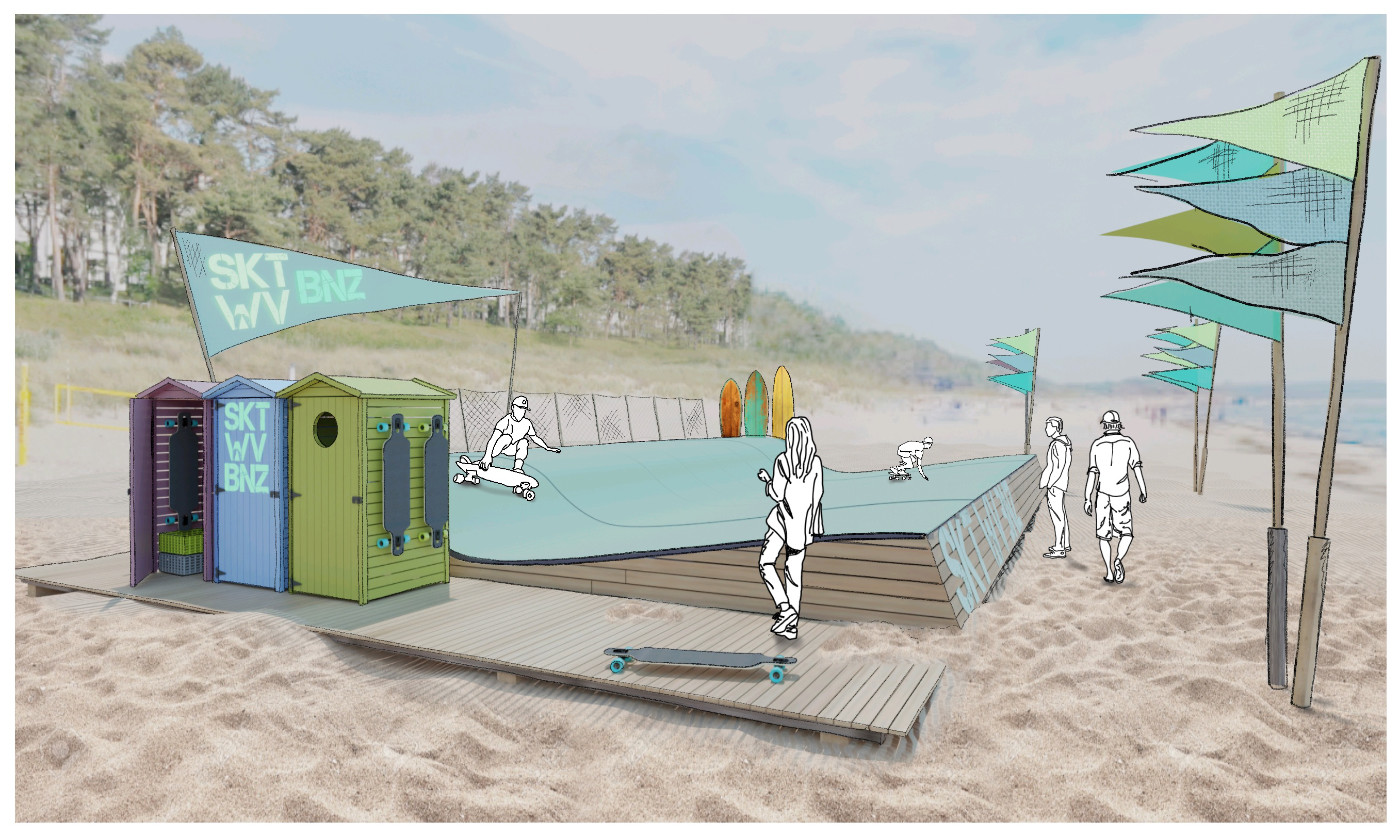 Entwurf für einen Skatepark am Strand