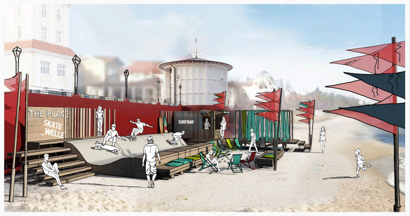 Design für einen Beachclub mit Skatepark