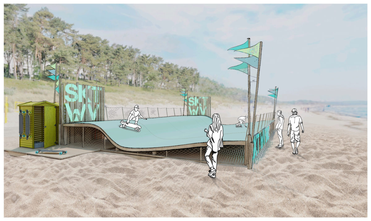 Designentwurf für einen Skatepark am Strand