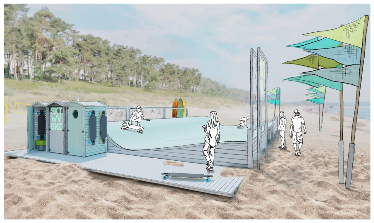 Designentwurf für einen Skatepark am Strand