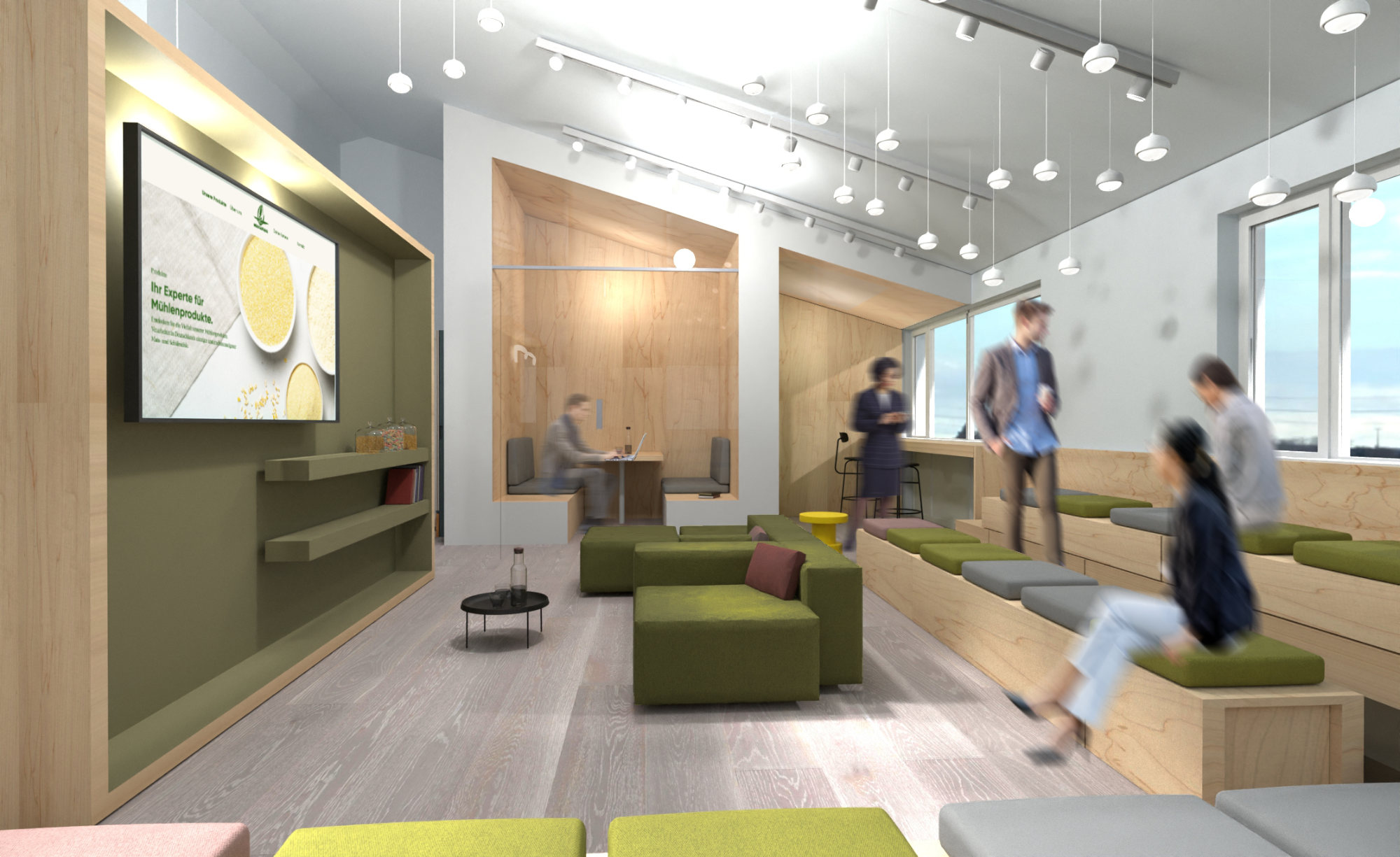 Junistudio - Interiordesign für ein Officekonzept mit Sitztreppe