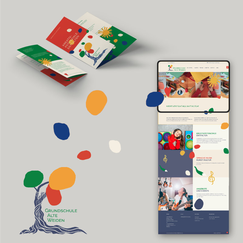 Logo, Website und Flyer, im durchgängigen Corporate Design der Grundschule